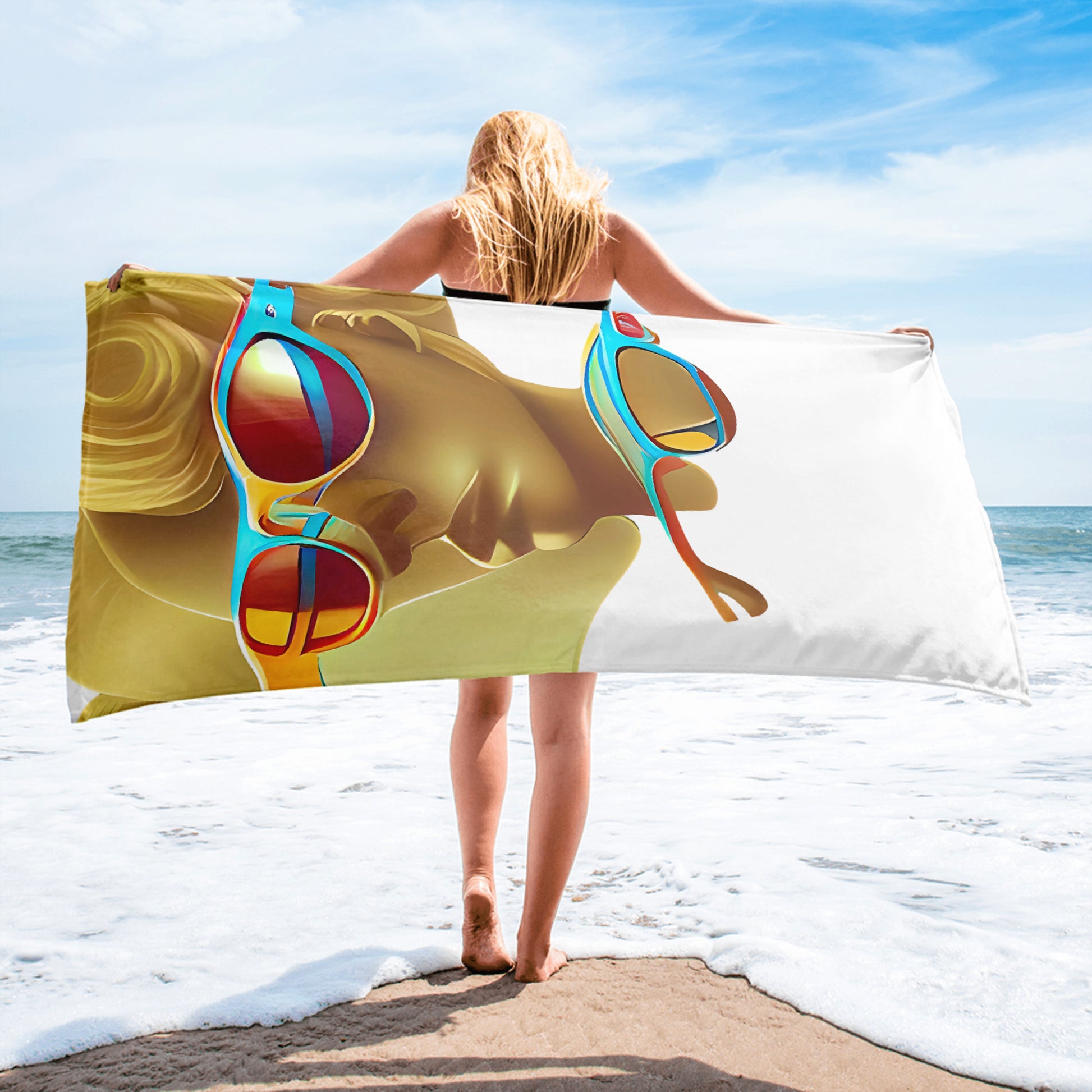 Retro Cool White - Beach Towel - iSAW Company