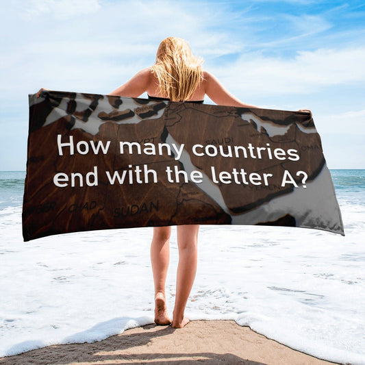 How Many Countries End With The Letter A - Beach Towel - iSAW Company