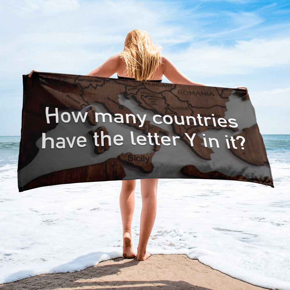 How Many Countries Have The Letter Y In It - Beach Towel - iSAW Company