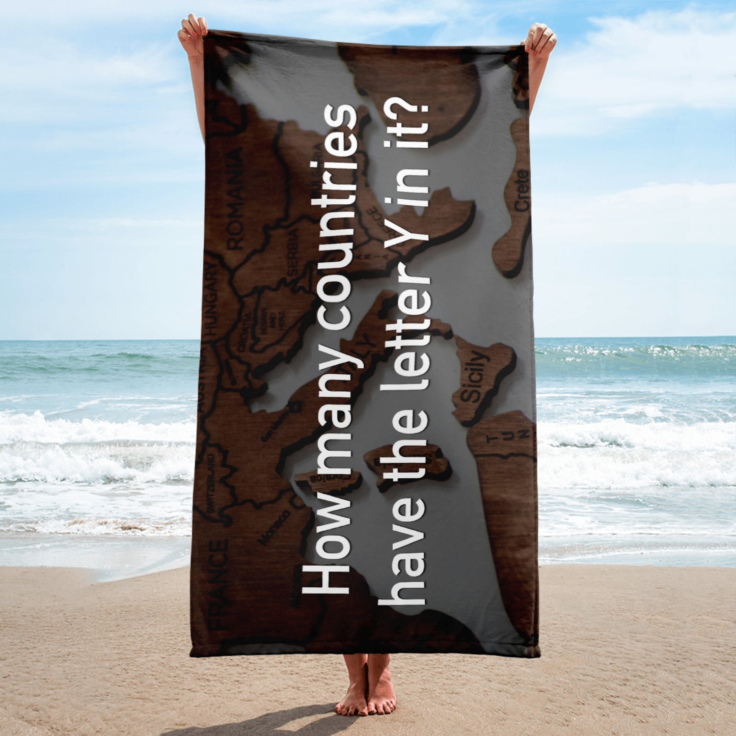 How Many Countries Have The Letter Y In It - Beach Towel - iSAW Company