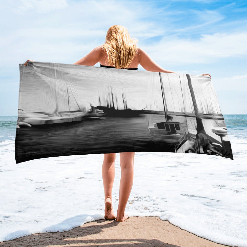 The Sleeping Yachts (at Night) - Beach Towel - iSAW Company