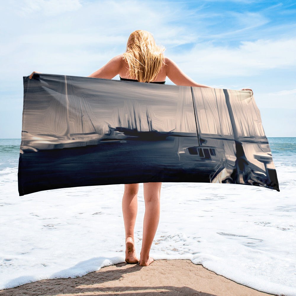 The Sleeping Yachts (at Sunrise) - Beach Towel - iSAW Company