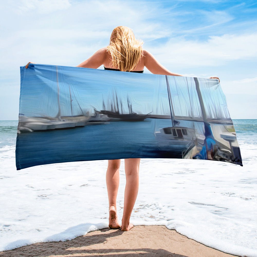 The Sleeping Yachts (at Morning) - Beach Towel - iSAW Company