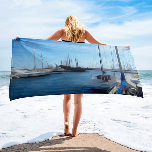 The Sleeping Yachts (at Morning) - Beach Towel - iSAW Company