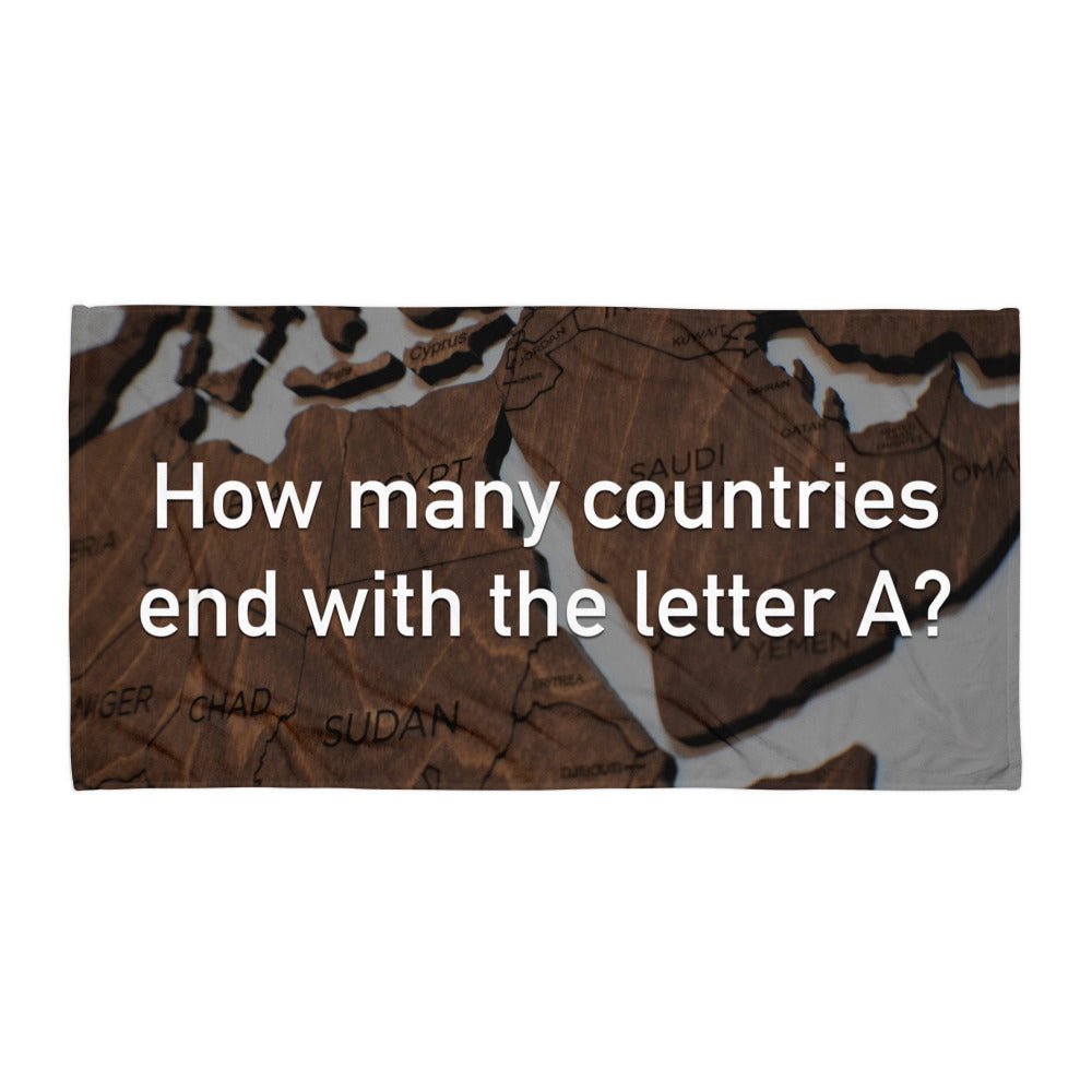 How Many Countries End With The Letter A - Beach Towel - iSAW Company