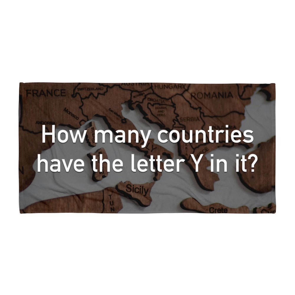 How Many Countries Have The Letter Y In It - Beach Towel - iSAW Company