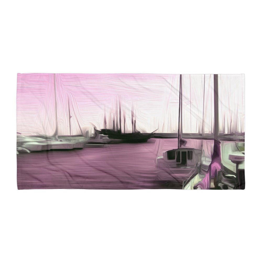 The Sleeping Yachts (at Evening) - Beach Towel - iSAW Company