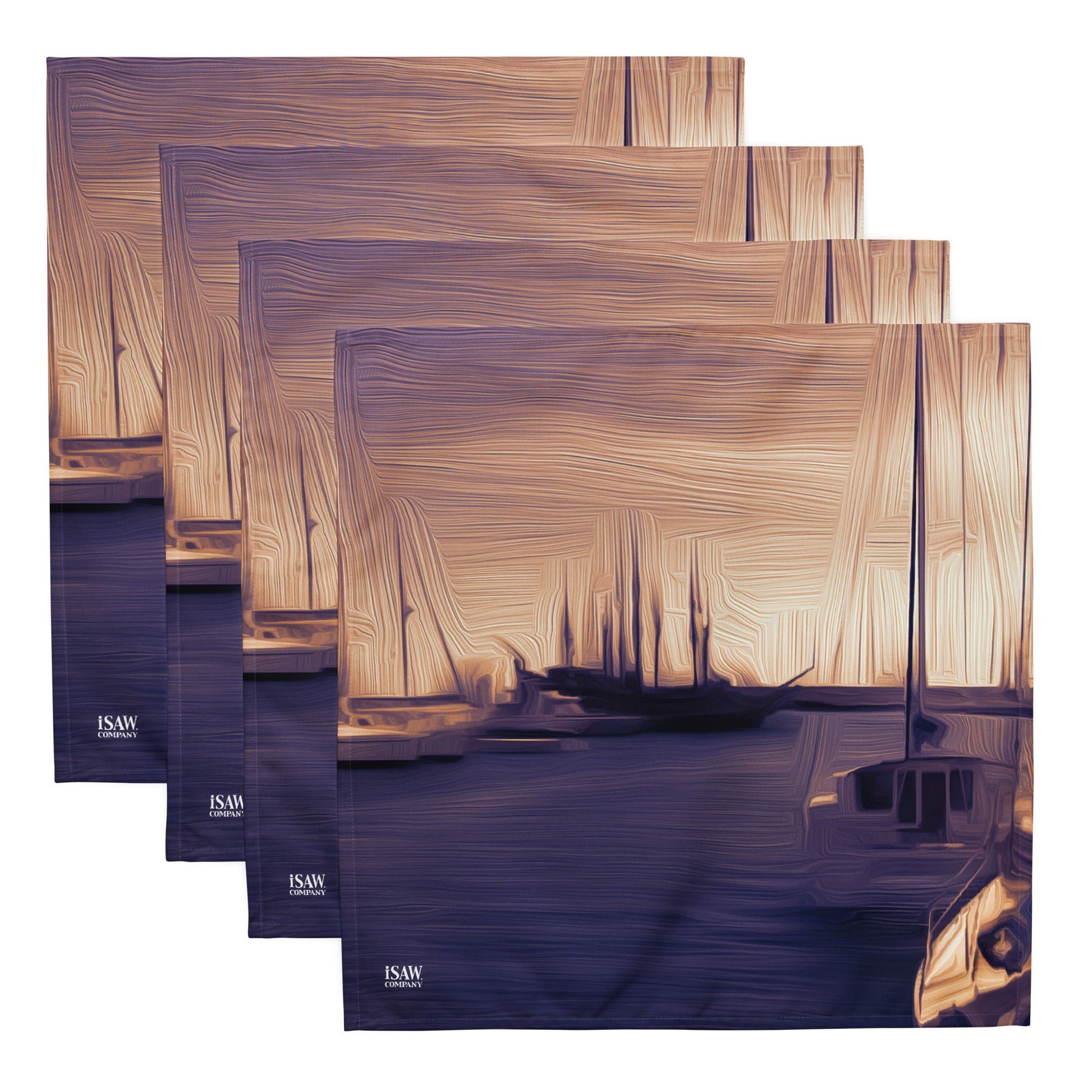 The Sleeping Yachts (at Sunset) - Cloth Napkin Set - iSAW Company