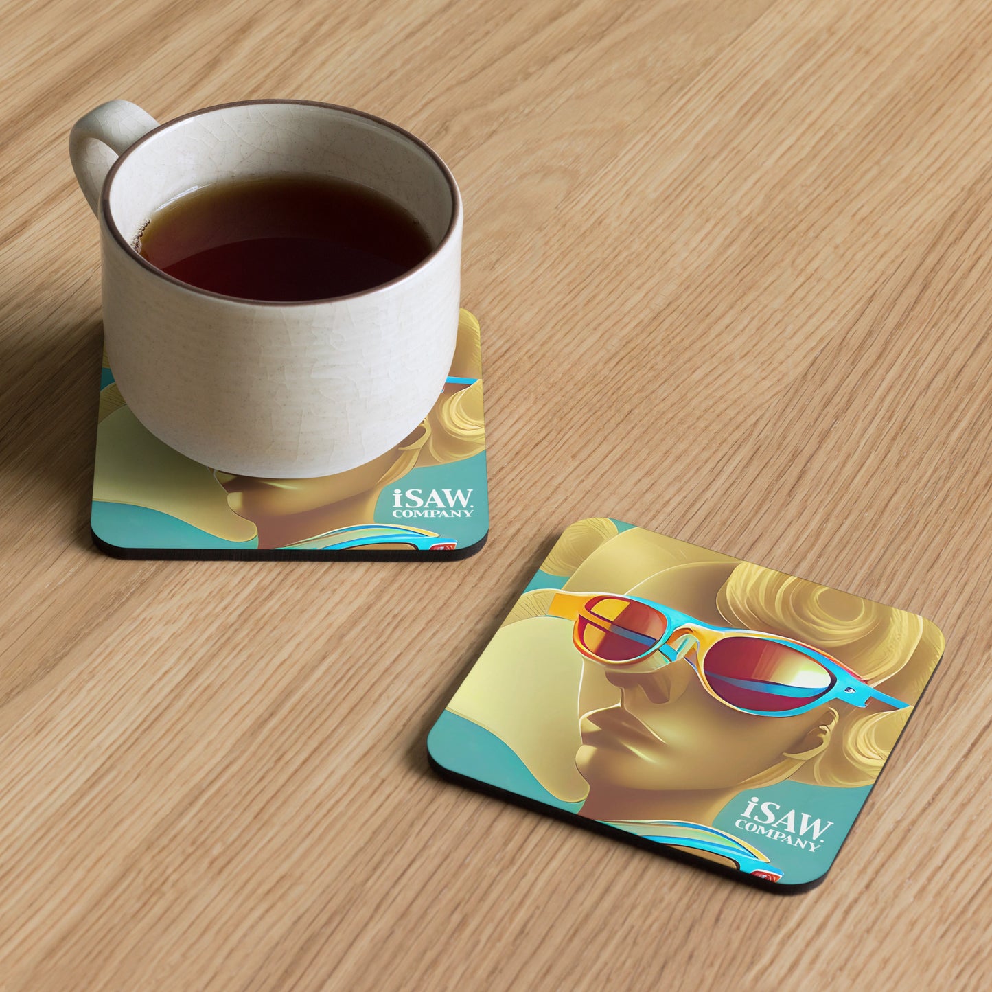 Retro Cool Blue - Cork Back Coaster - iSAW Company