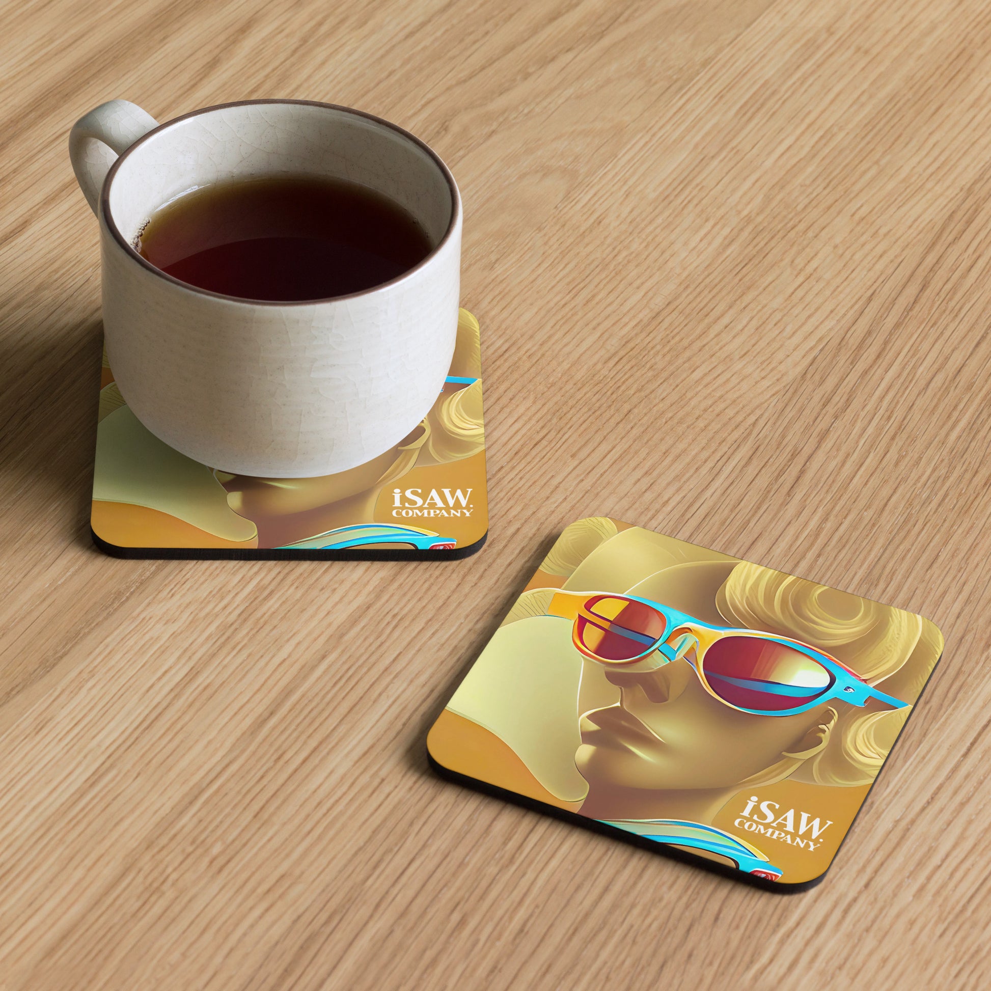 Retro Cool Orange - Cork - Back Coaster - iSAW Company