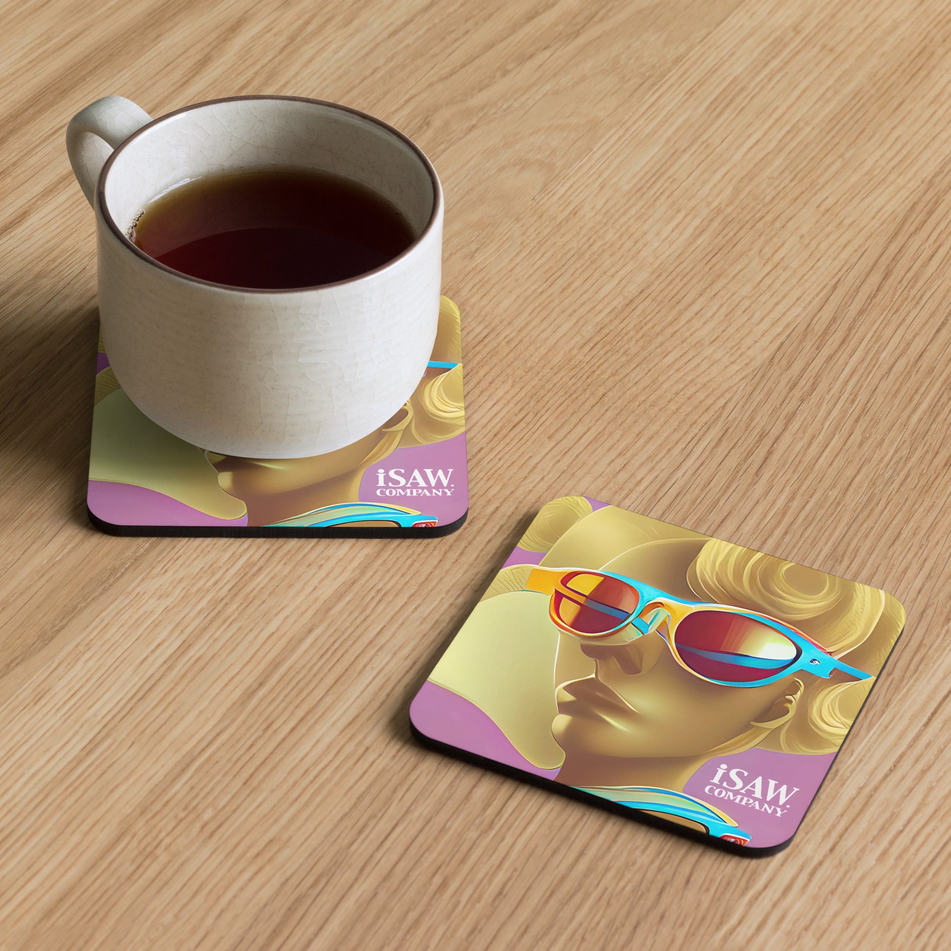 Retro Cool Pink - Cork Back Coaster - iSAW Company