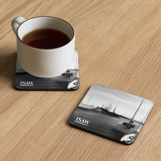 The Sleeping Yachts (at Night) - Cork Back Coaster - iSAW Company