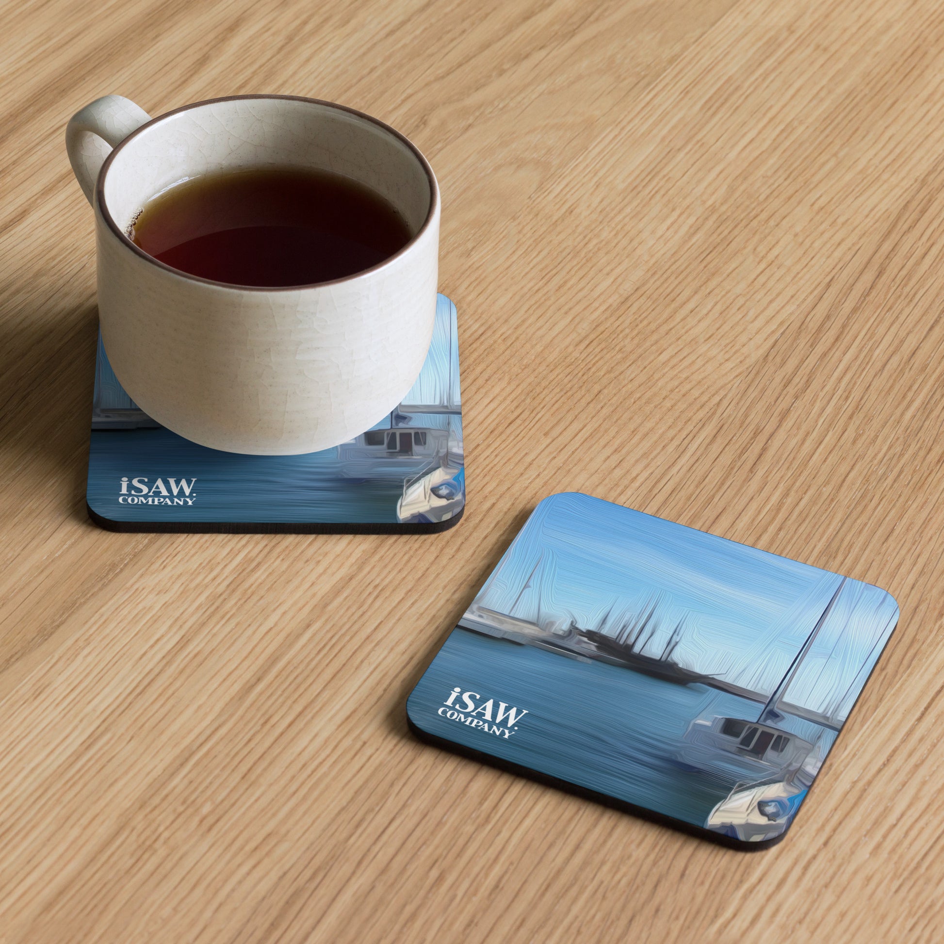 The Sleeping Yachts (at Morning) - Cork Back Coaster - iSAW Company