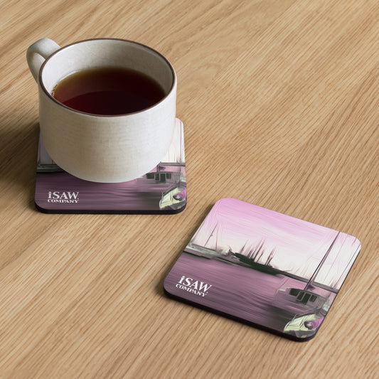 The Sleeping Yachts (at Evening) - Cork Back Coaster - iSAW Company