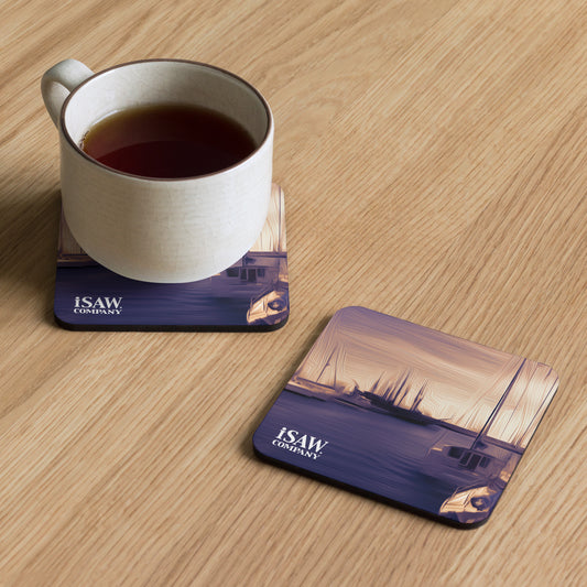 The Sleeping Yachts (at Sunset) - Cork Back Coaster - iSAW Company