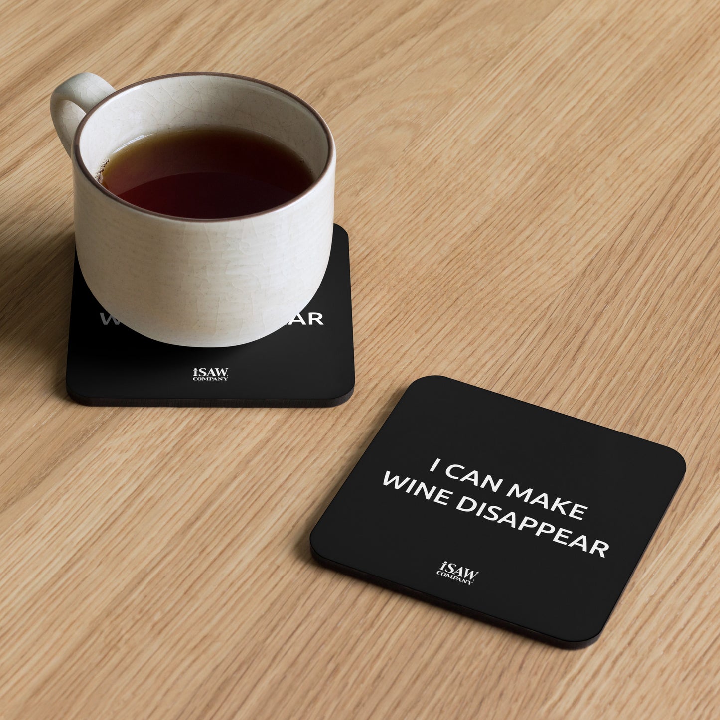 I Can Make Wine Disappear - Black Cork Back Coaster - iSAW Company