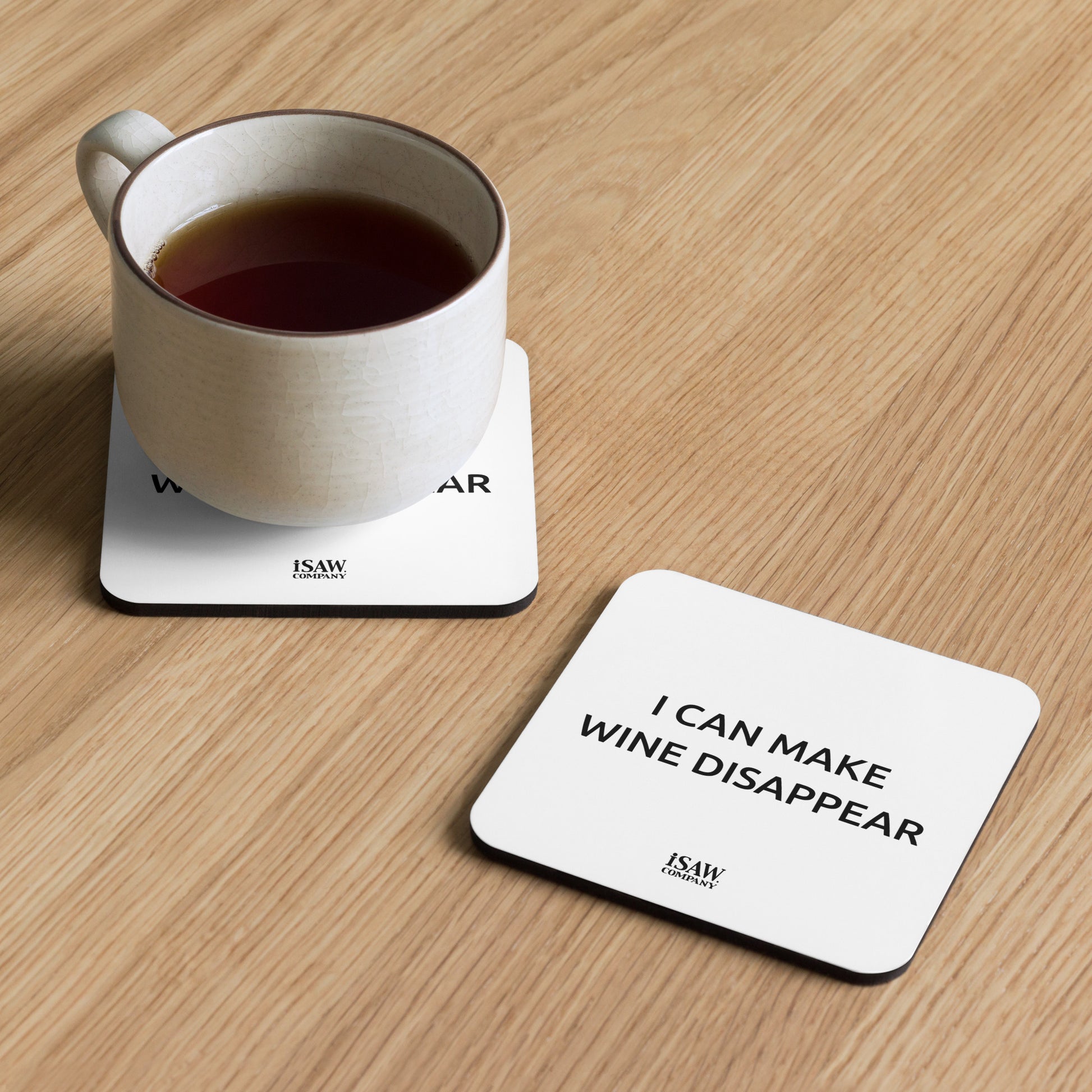 I Can Make Wine Disappear - White Cork Back Coaster - iSAW Company