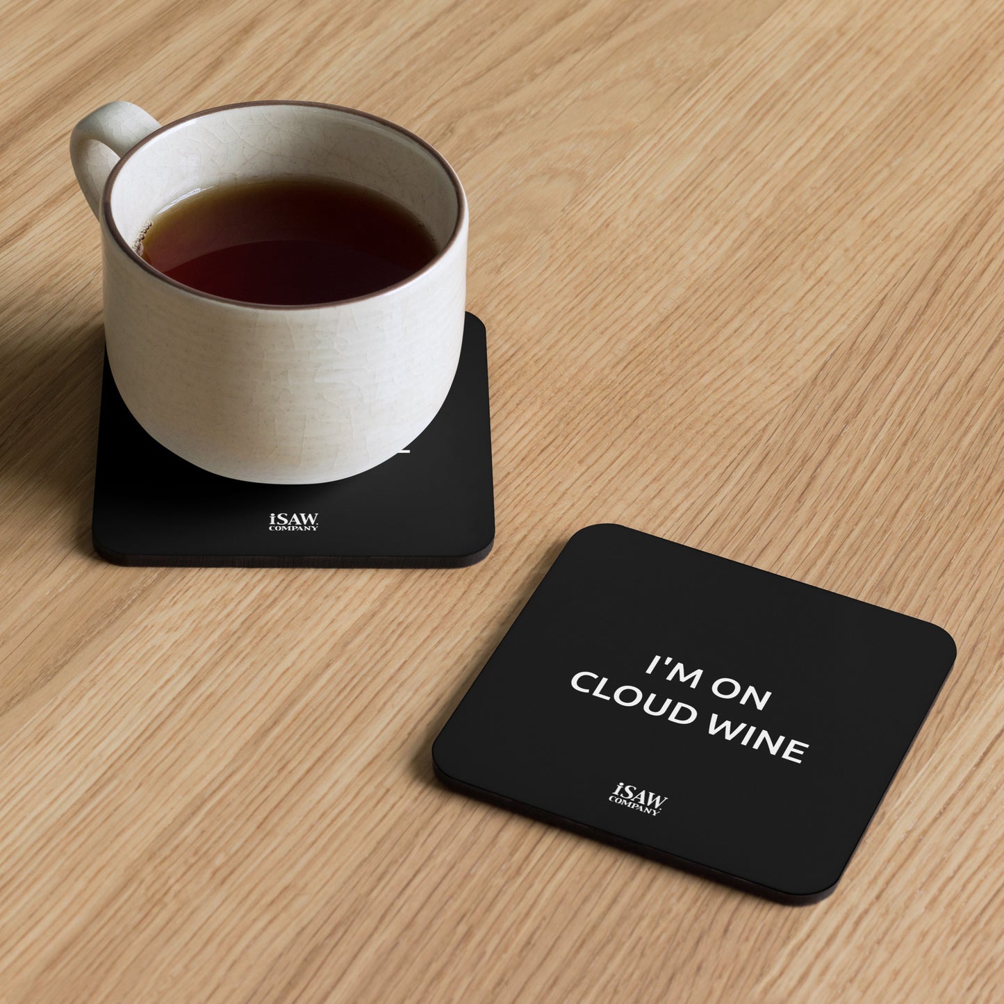 I'm On Cloud Wine - Black Cork Back Coaster - iSAW Company