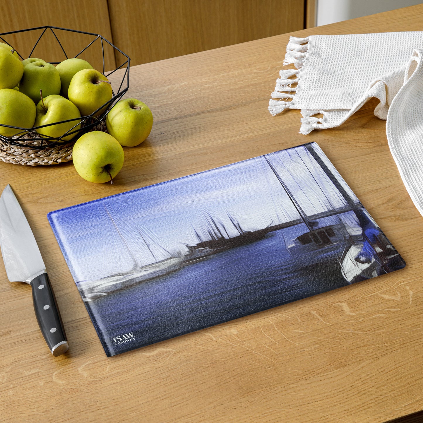 The Sleeping Yachts (at Afternoon) - Glass Cutting Board - iSAW Company