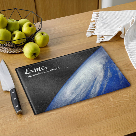 E=MC2 - Glass Cutting Board - iSAW Company - iSAW Company