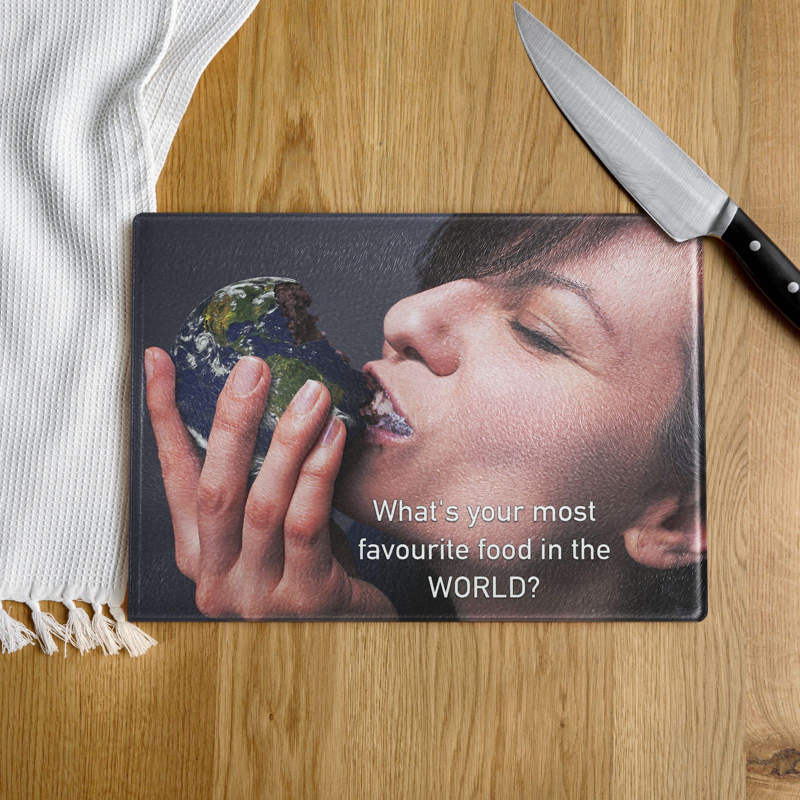 What's Your Most Favourite Food In The World - Glass Cutting Board - iSAW Company