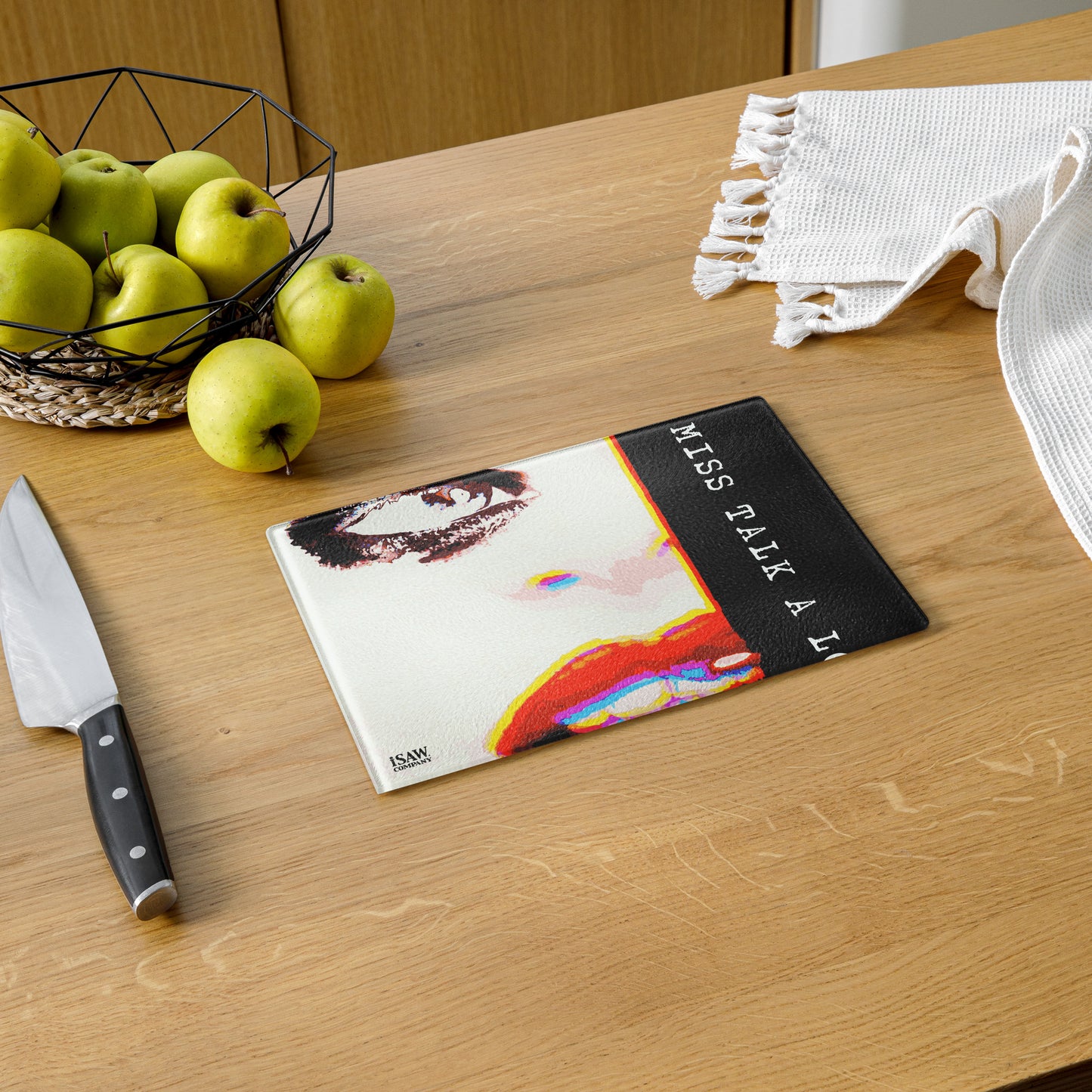 Miss Talk A Lot - Glass Cutting Board - iSAW Company