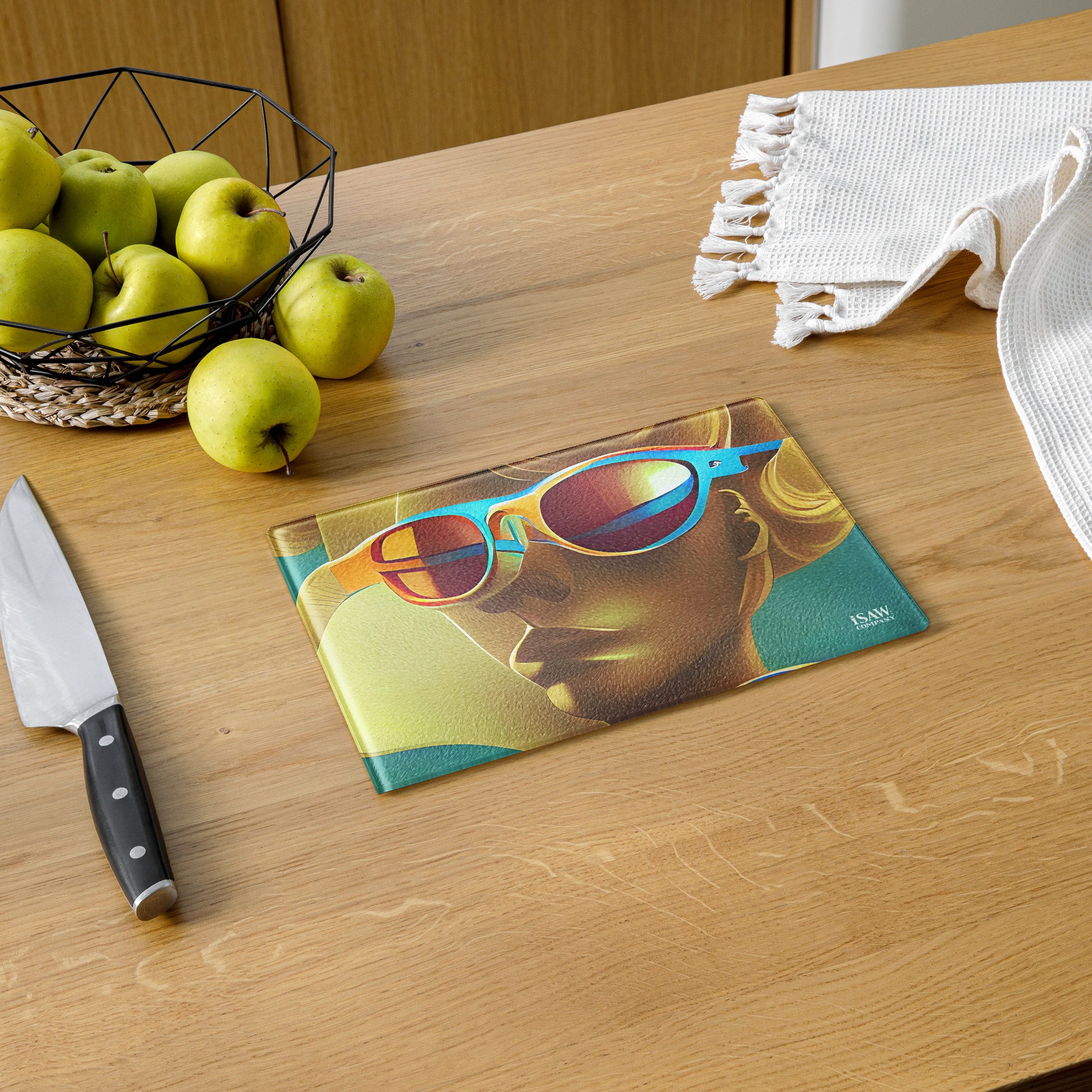 Retro Cool Blue - Glass Cutting Board - iSAW Company