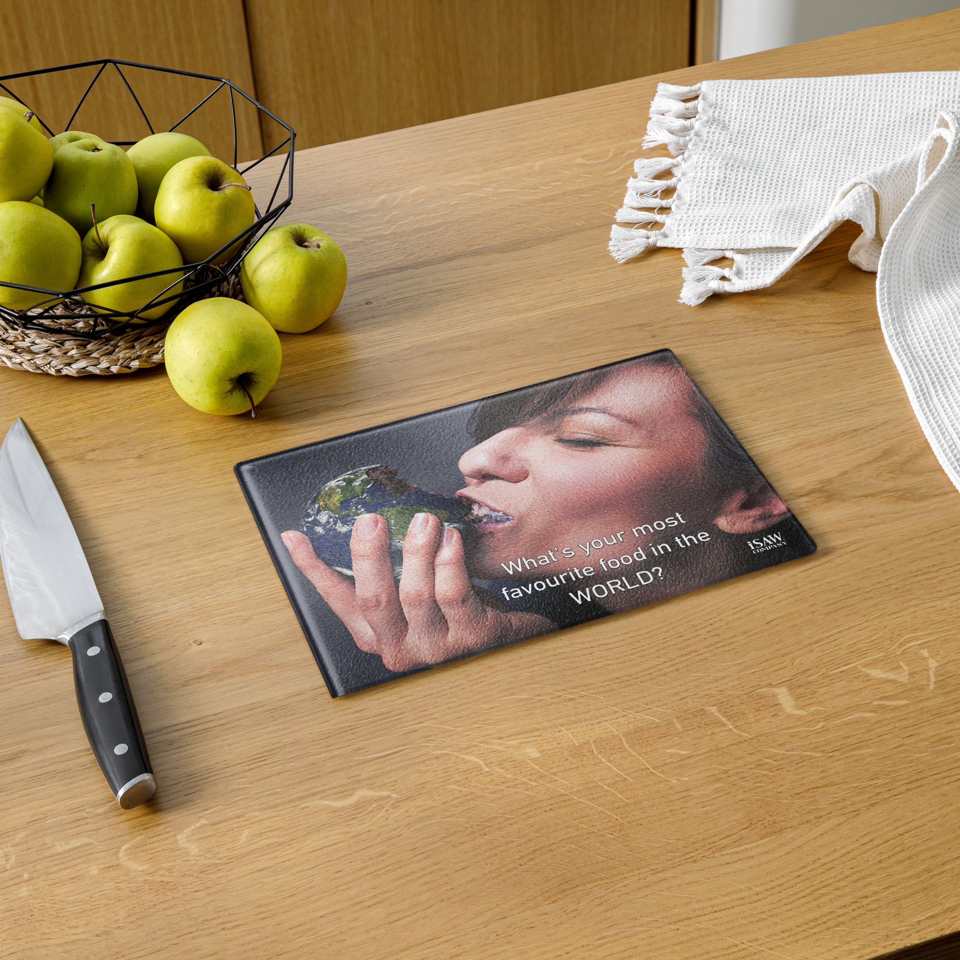 What's Your Most Favourite Food In The World - Glass Cutting Board - iSAW Company