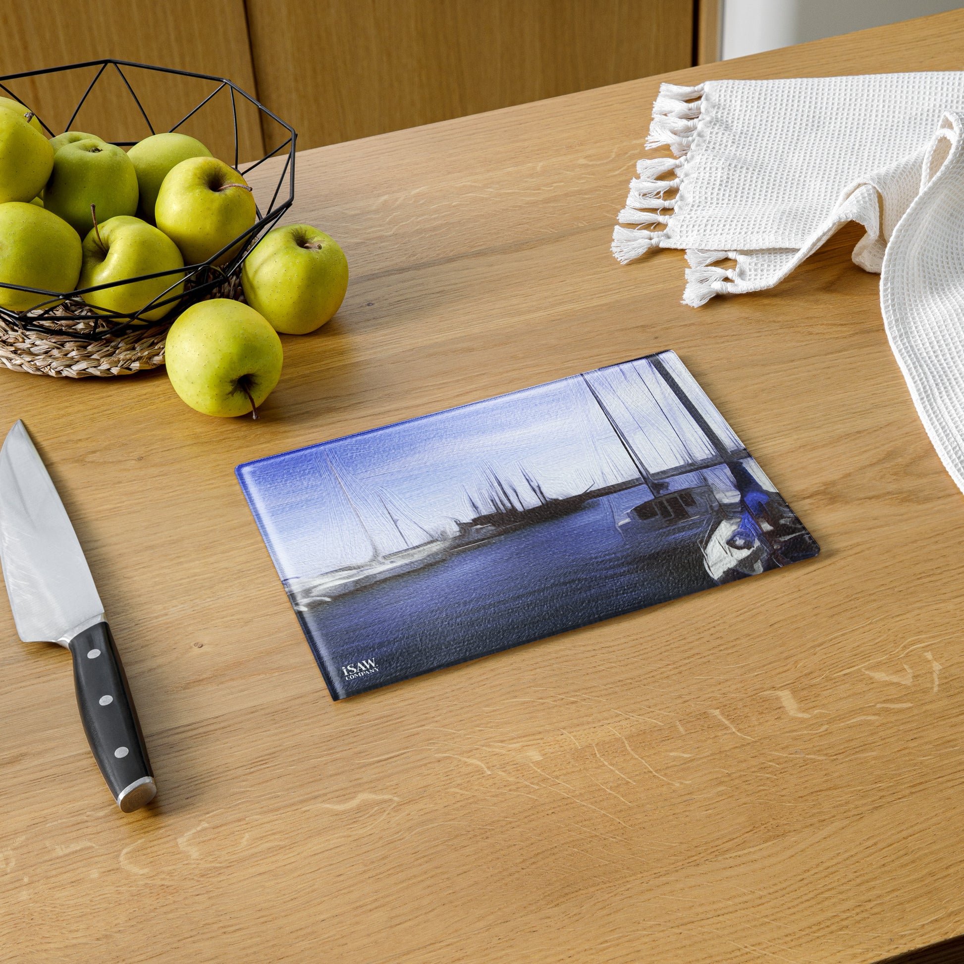 The Sleeping Yachts (at Afternoon) - Glass Cutting Board - iSAW Company