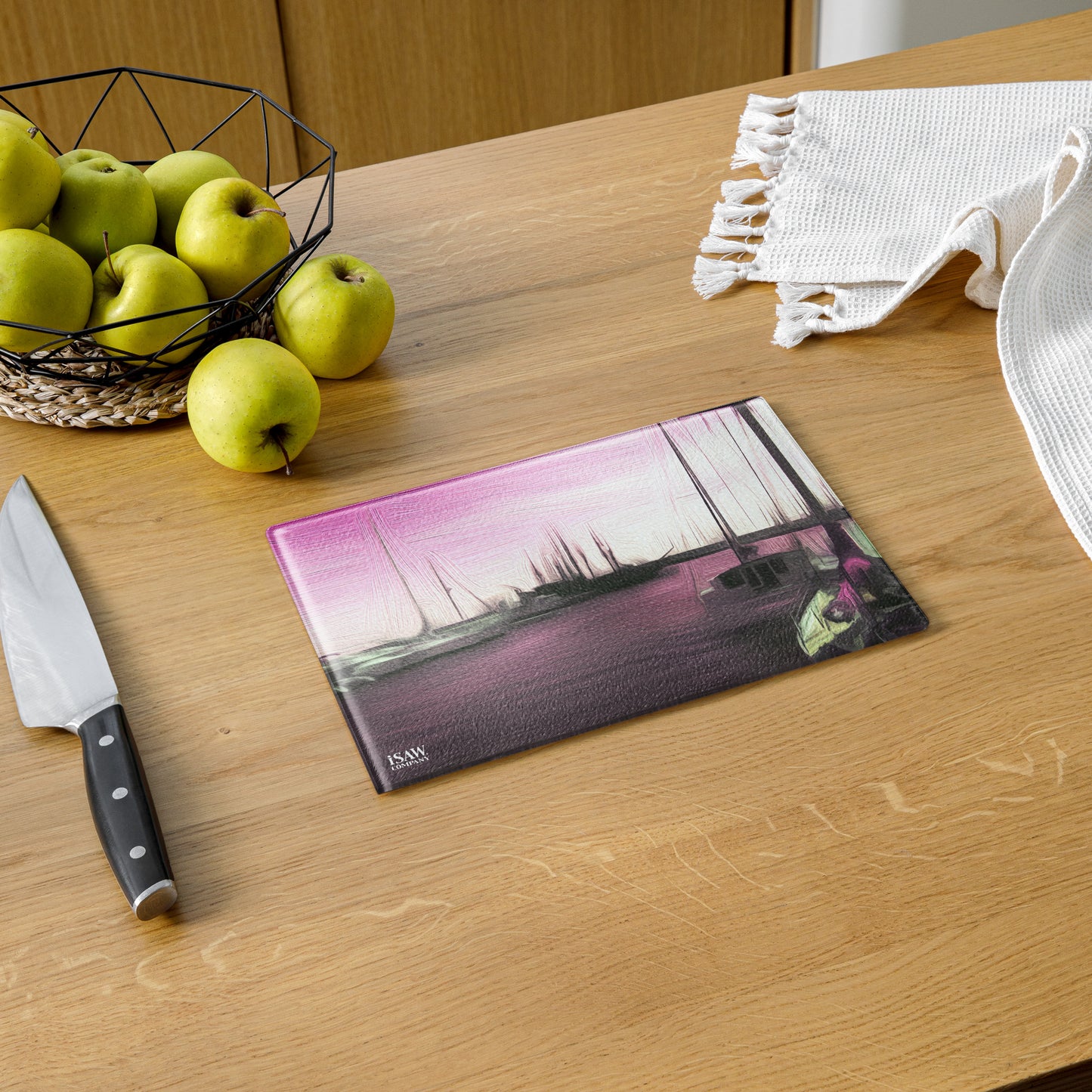 The Sleeping Yachts (at Evening) - Glass Cutting Board - iSAW Company