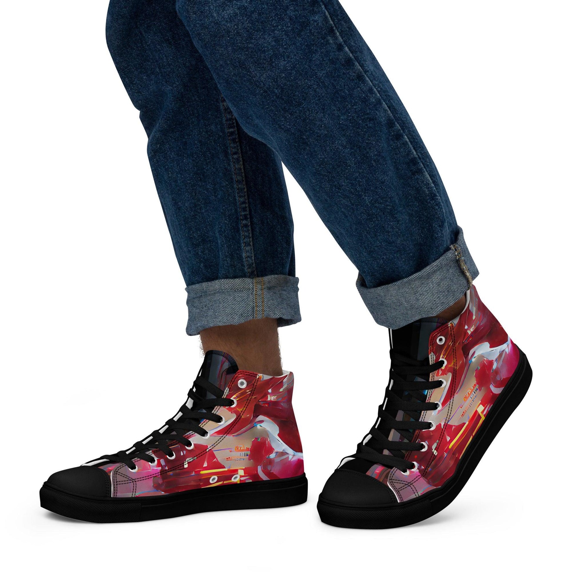 Half Black Half Báijiǔ - Mens High-Top Canvas Shoes - iSAW Company