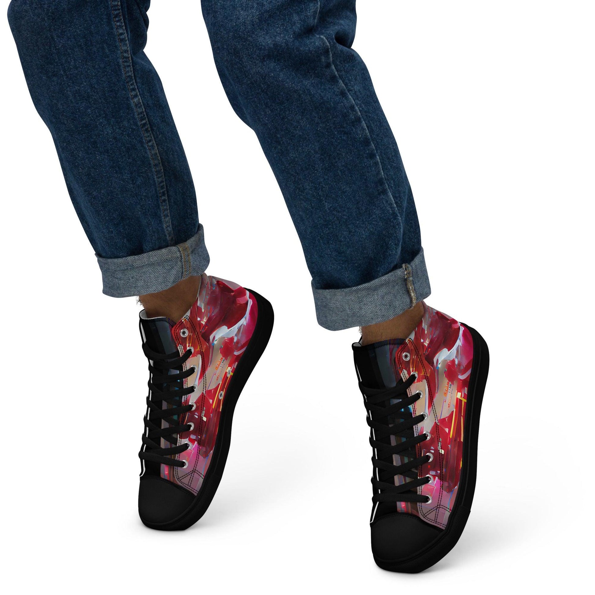 Half Black Half Báijiǔ - Mens High-Top Canvas Shoes - iSAW Company