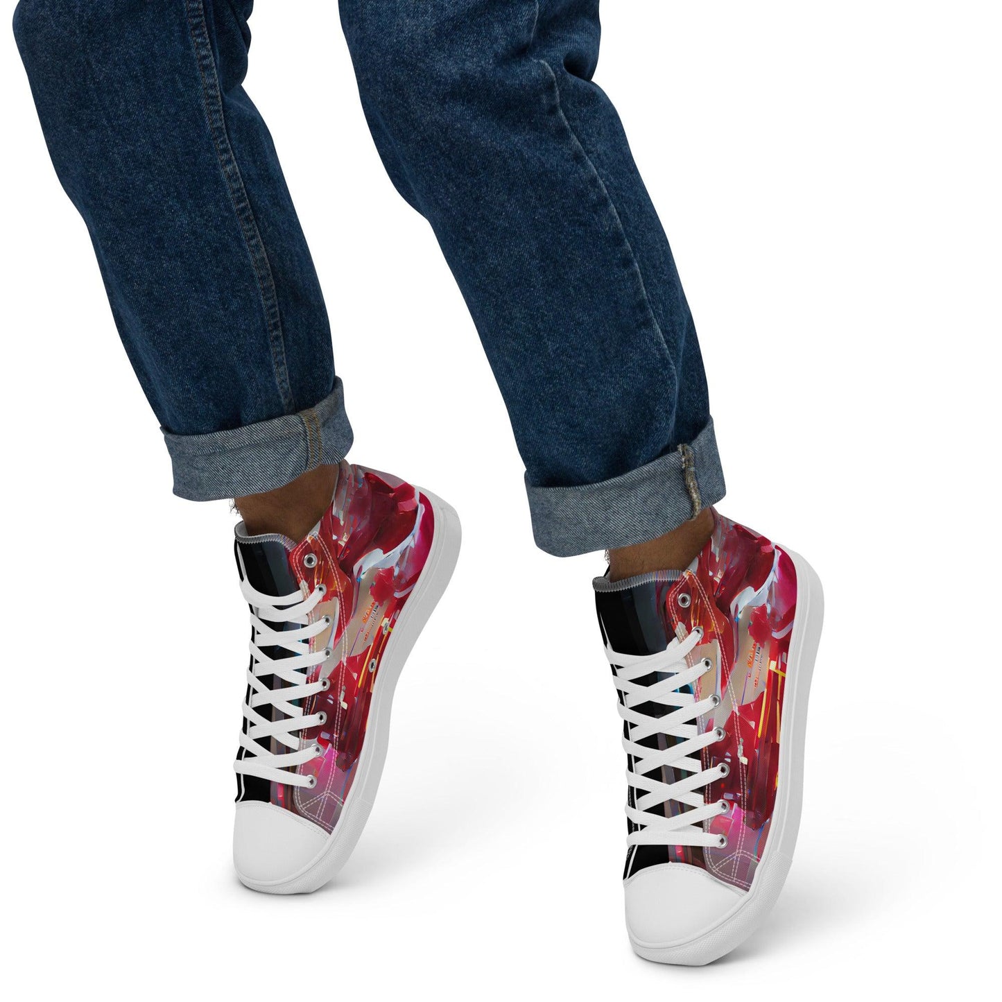 Half Black Half Báijiǔ - Mens High-Top Canvas Shoes - iSAW Company