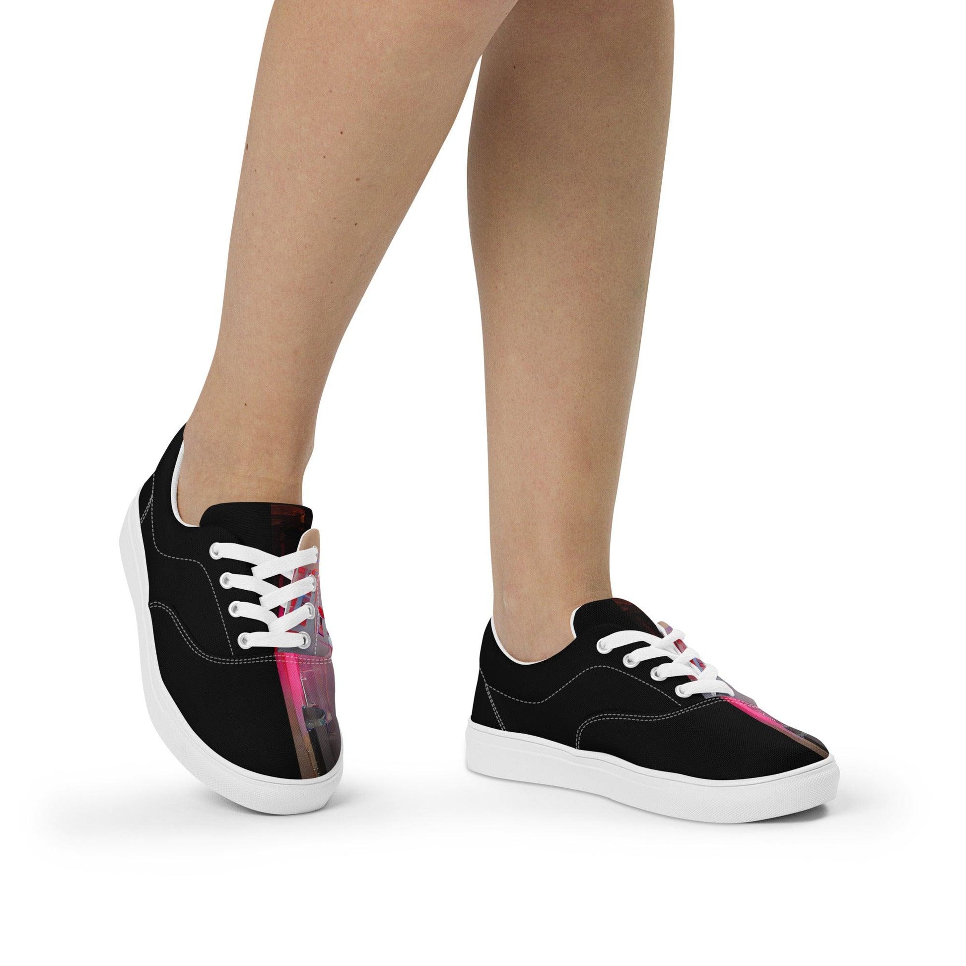 Half Black Half Báijiǔ - Womens Lace-Up Canvas Shoes - iSAW Company