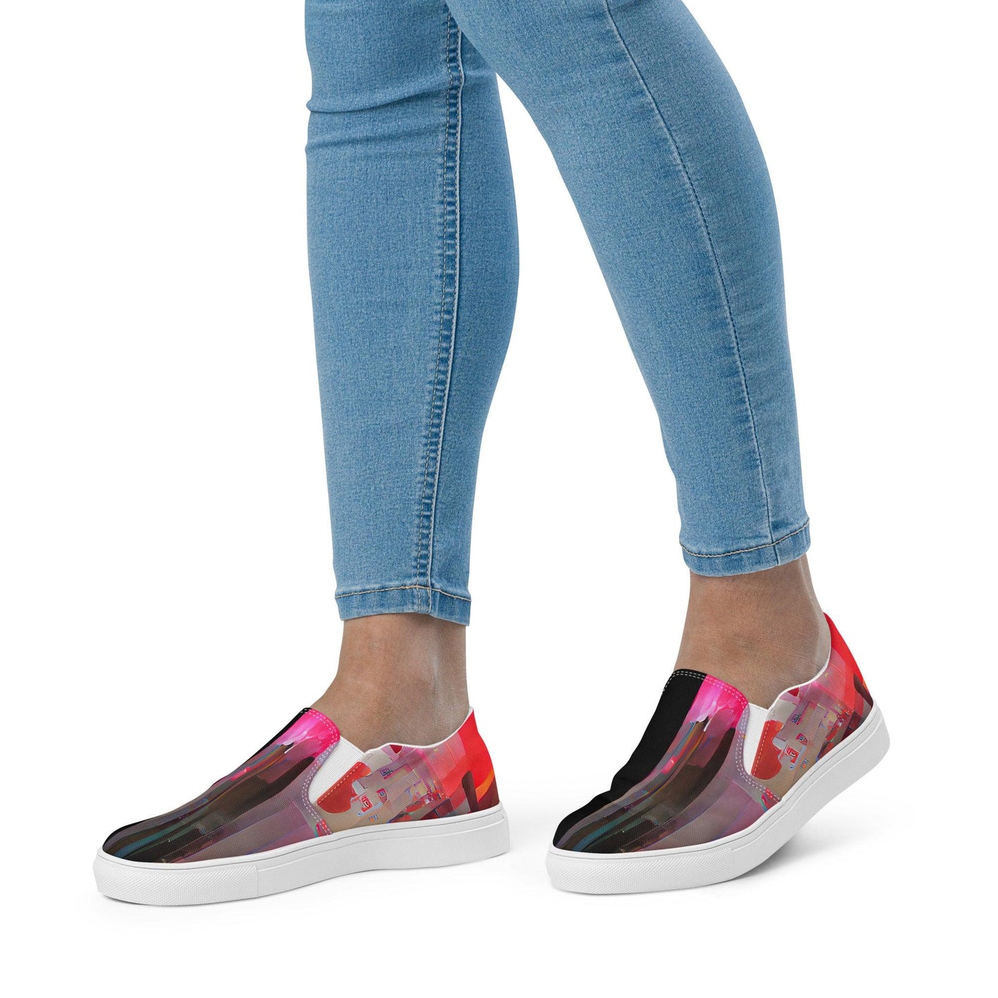 Half Black Half Báijiǔ - Womens Slip-On Canvas Shoes - iSAW Company