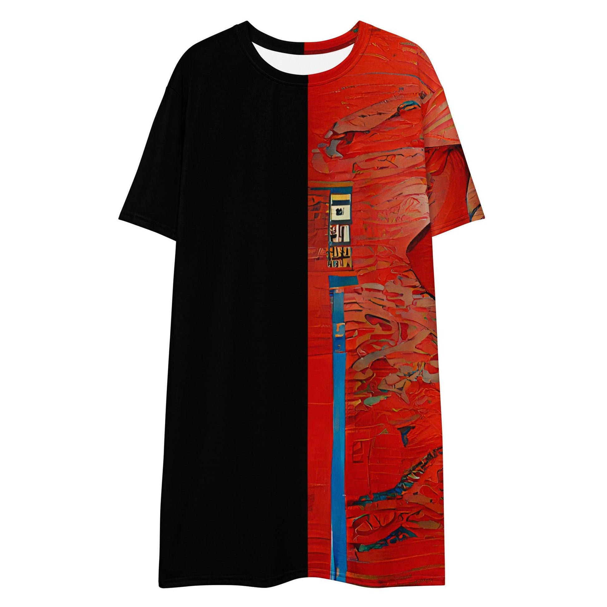 Half Black Half Honghai - Womens T-Shirt Dress - iSAW Company