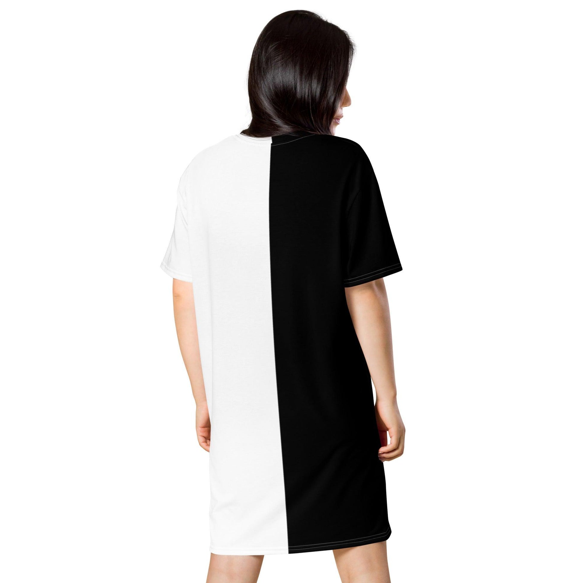 Half Black Half White - Womens T-Shirt Dress - iSAW Company