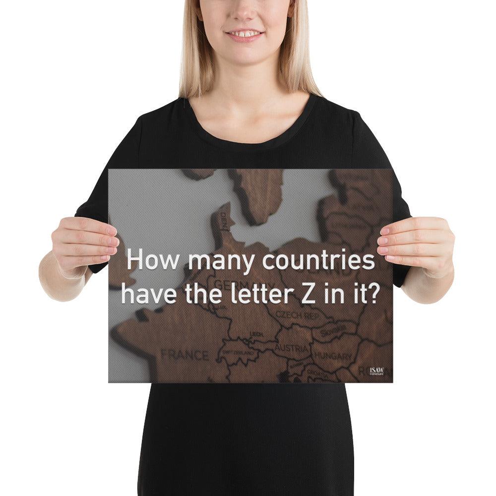 How Many Countries Have The Letter Z In It - Canvas Print - iSAW Company