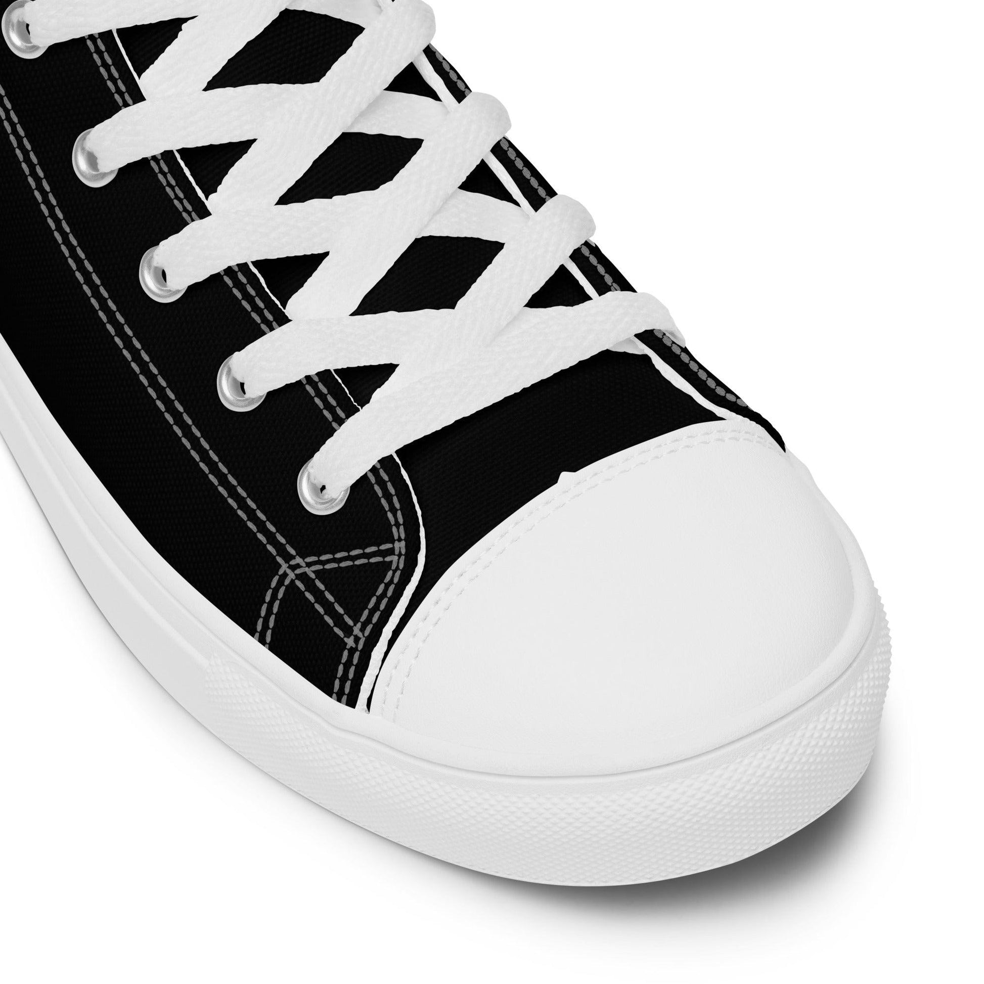 iSAW Mens Black / Black White High-Top Canvas Shoes - iSAW Company