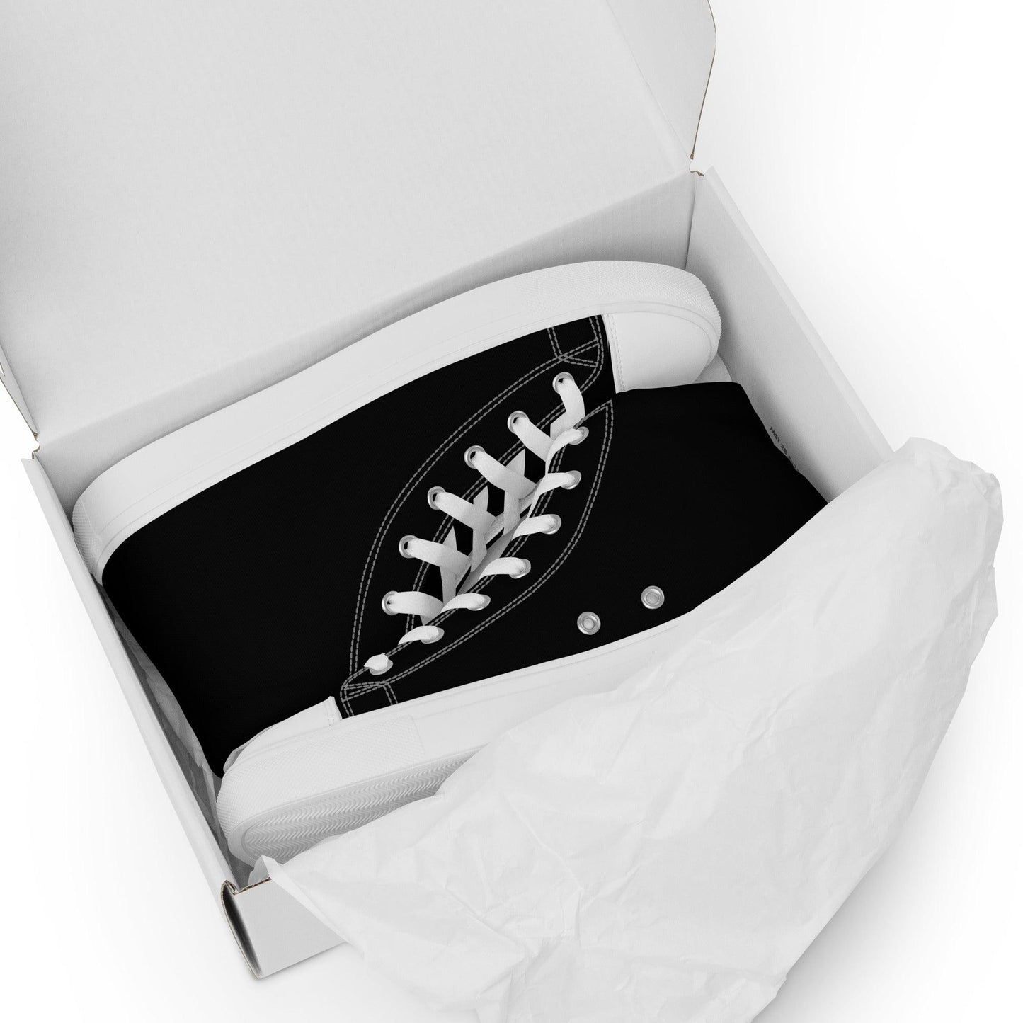 iSAW Mens Black / Black White High-Top Canvas Shoes - iSAW Company