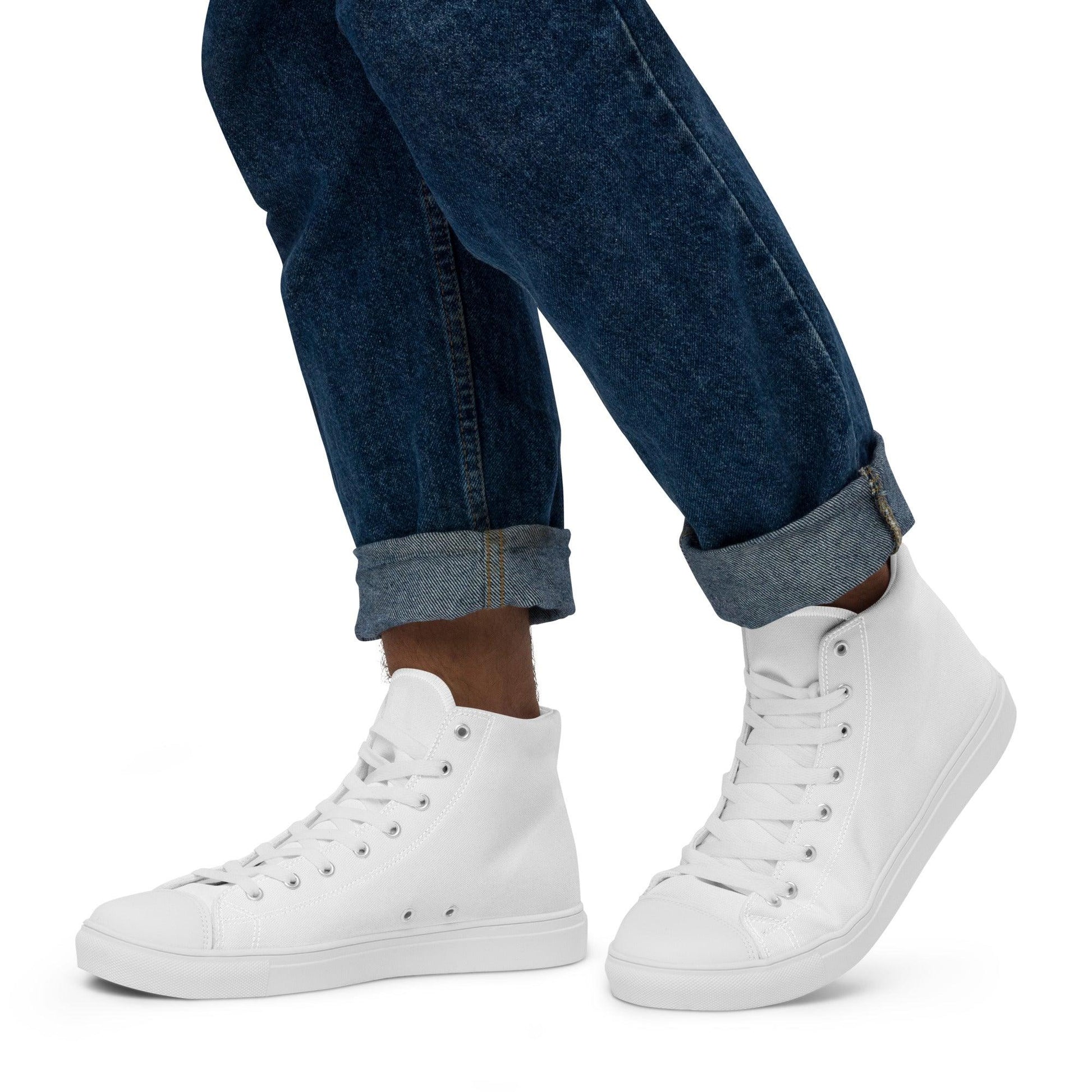 iSAW Mens White / White Black High-Top Canvas Shoes - iSAW Company