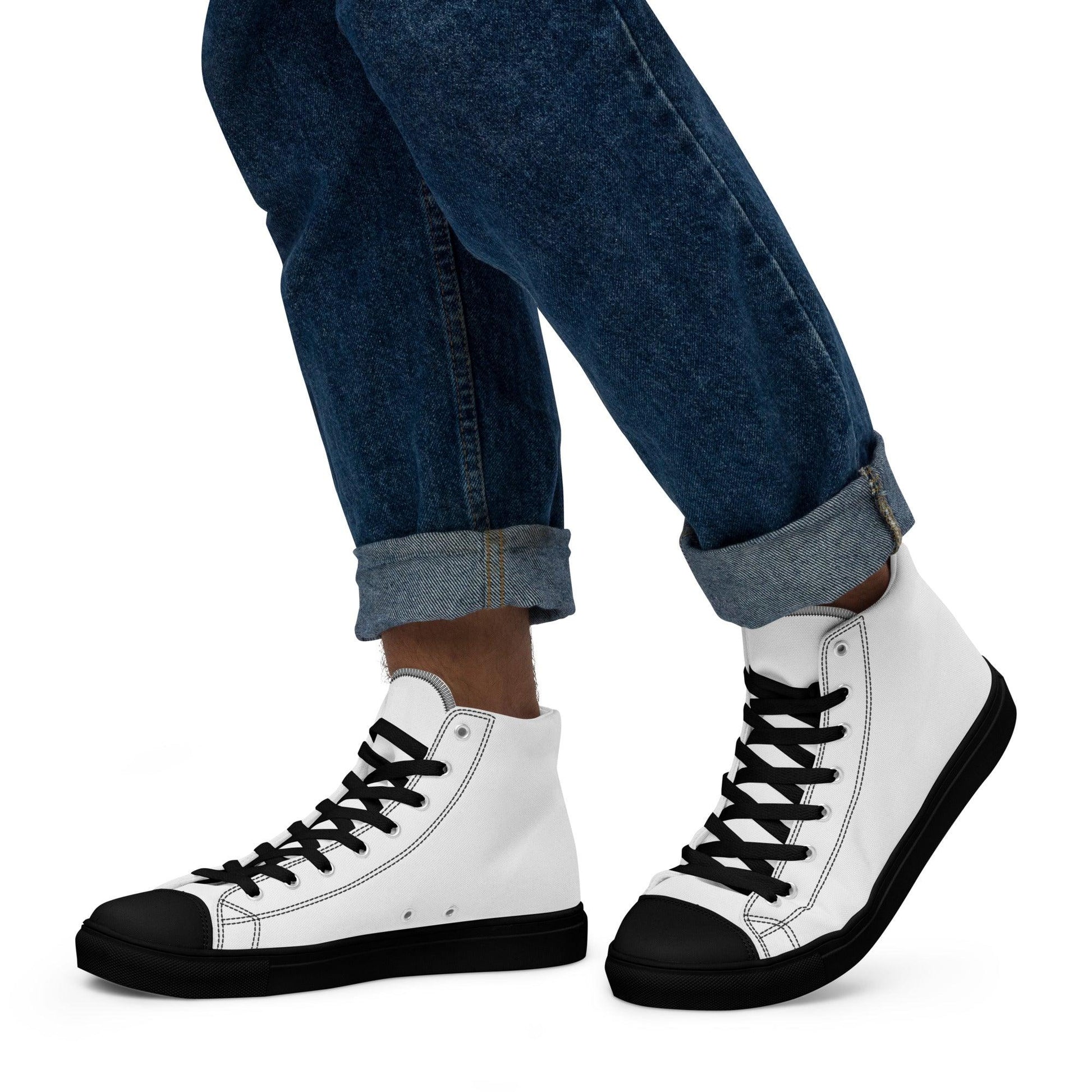 iSAW Mens White / White Black High-Top Canvas Shoes - iSAW Company