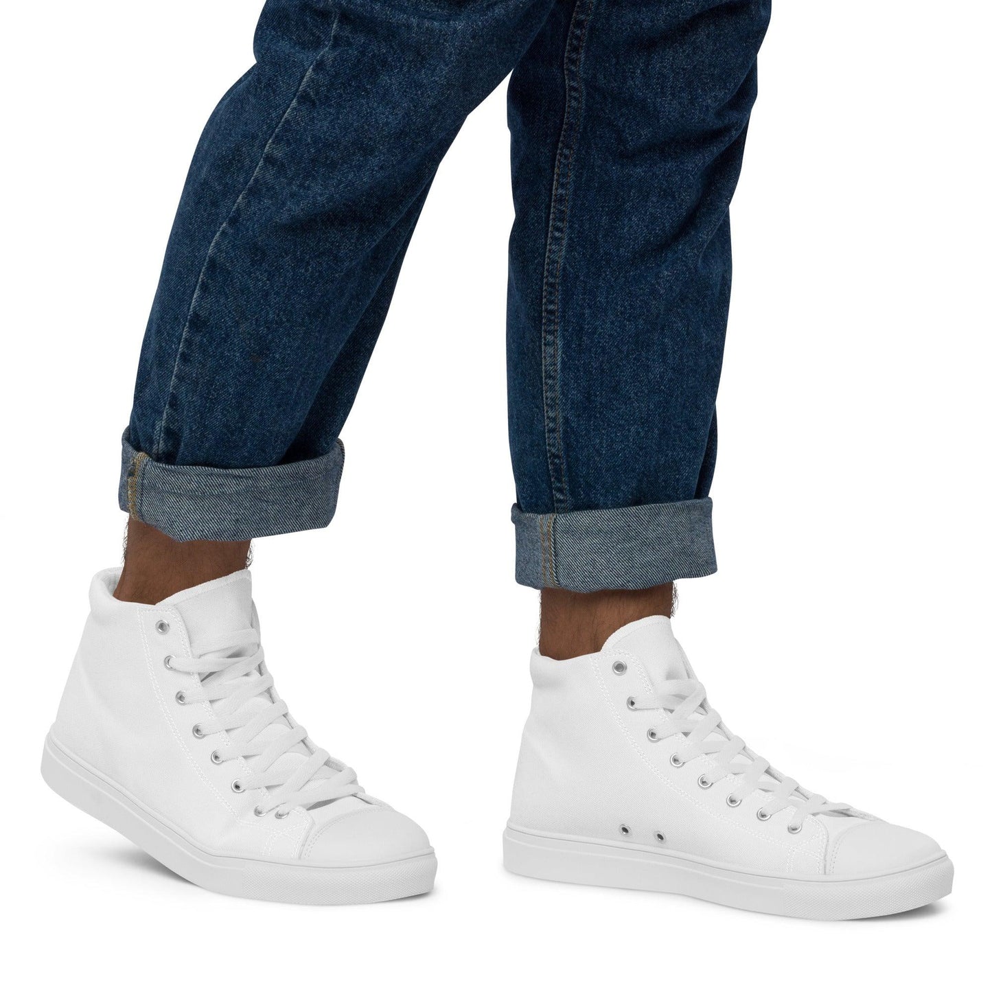 iSAW Mens White / White Black High-Top Canvas Shoes - iSAW Company