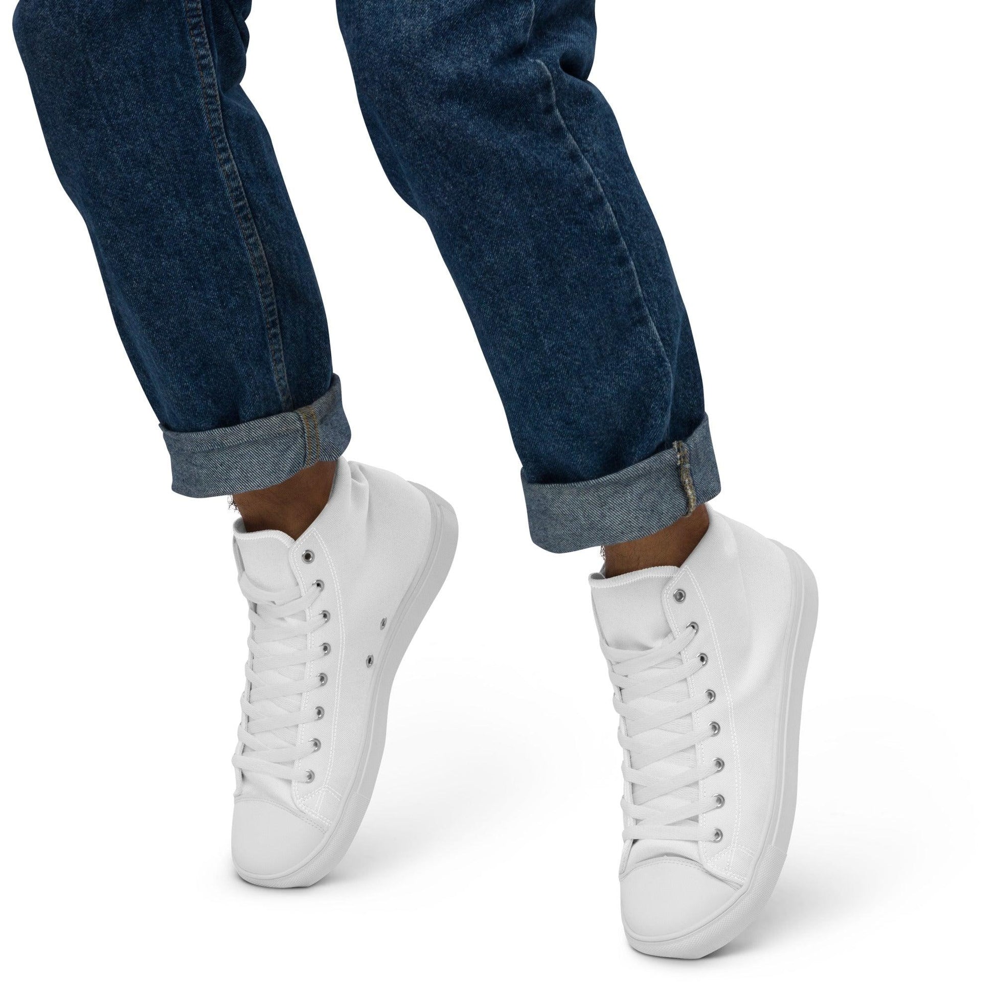 iSAW Mens White / White Black High-Top Canvas Shoes - iSAW Company