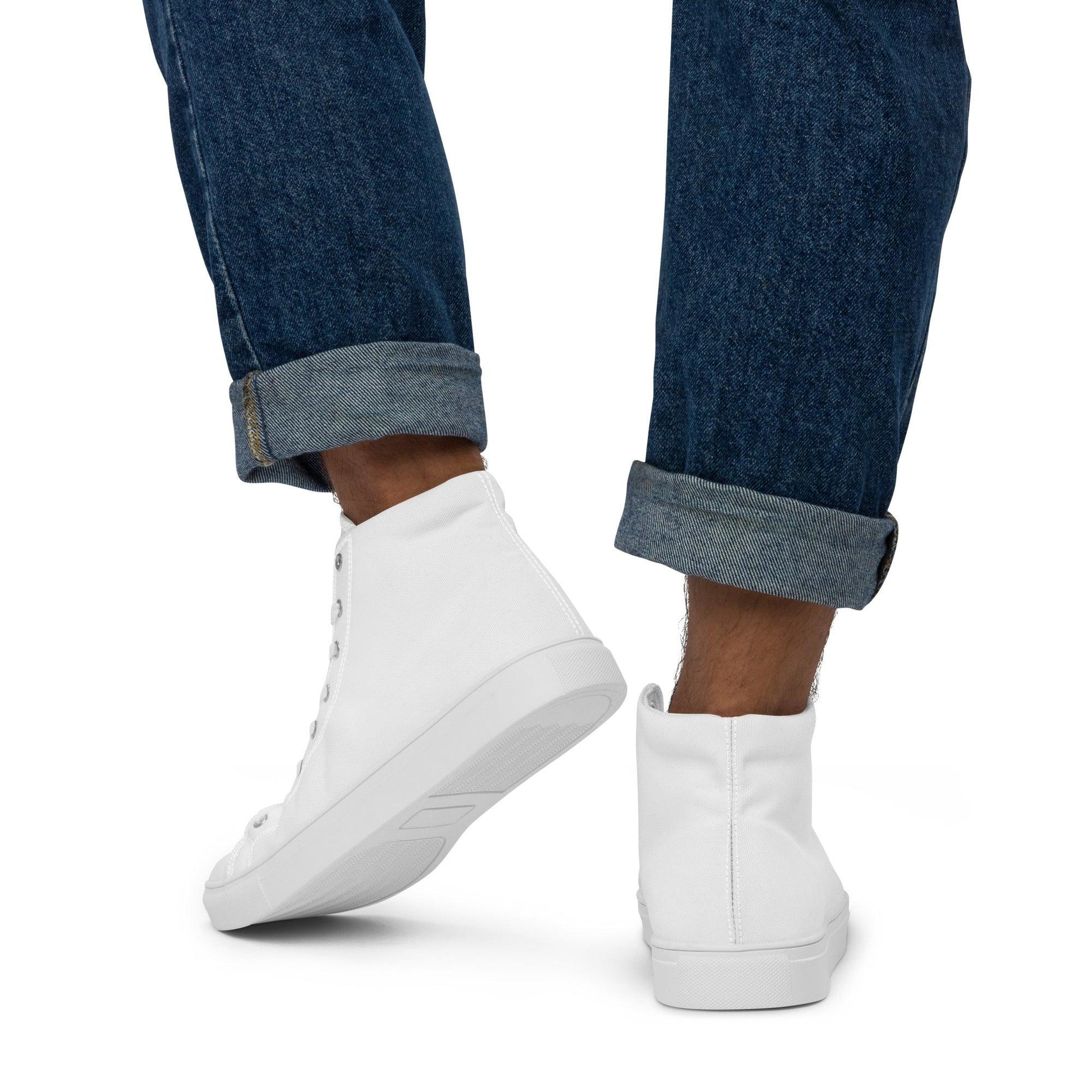 iSAW Mens White / White Black High-Top Canvas Shoes - iSAW Company