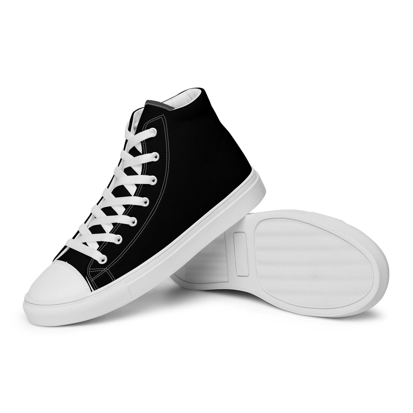 iSAW Womens Black / Black White High-Top Canvas Shoes - iSAW Company