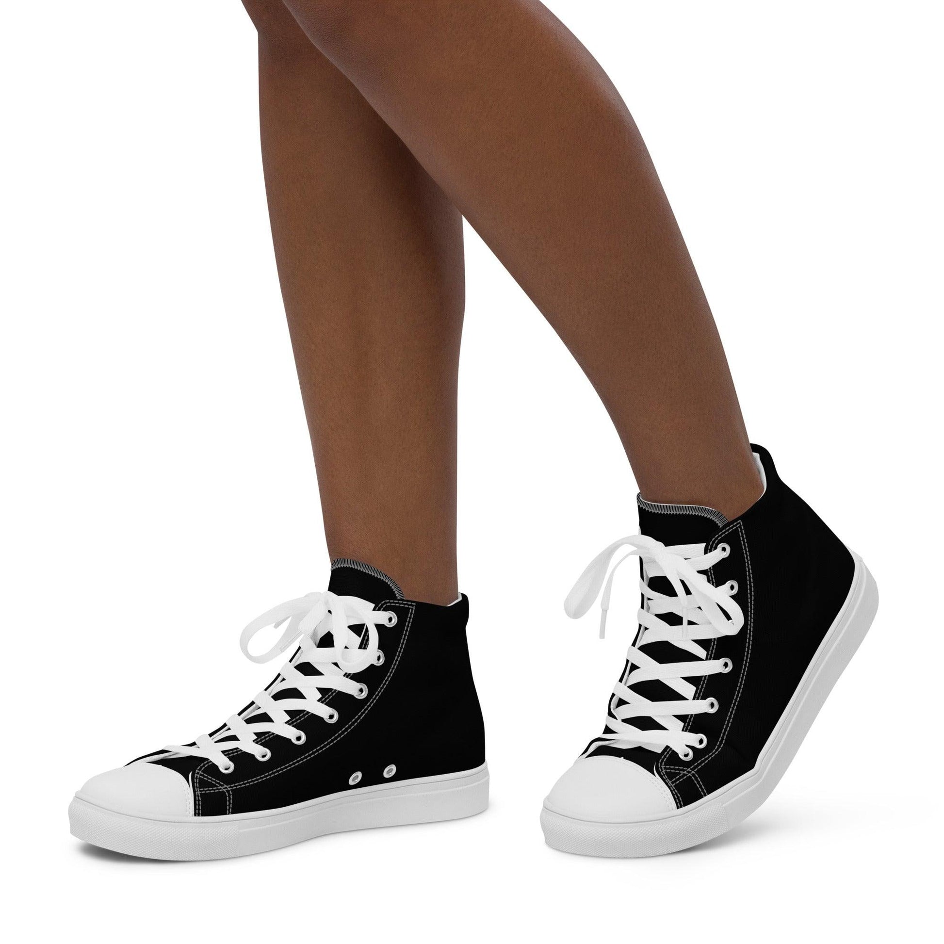 iSAW Womens Black / Black White High-Top Canvas Shoes - iSAW Company