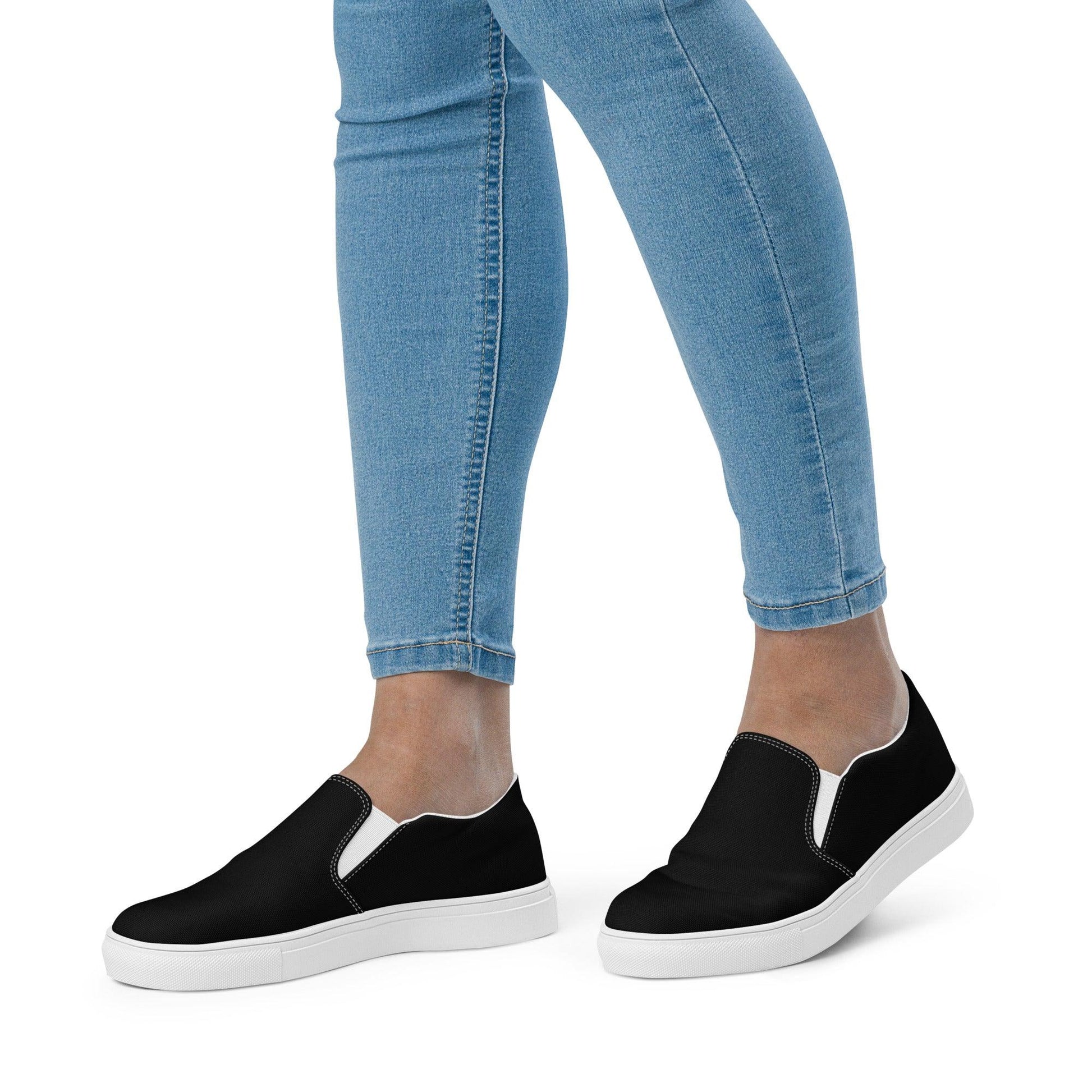 iSAW Womens Black Slip-On Canvas Shoes - iSAW Company