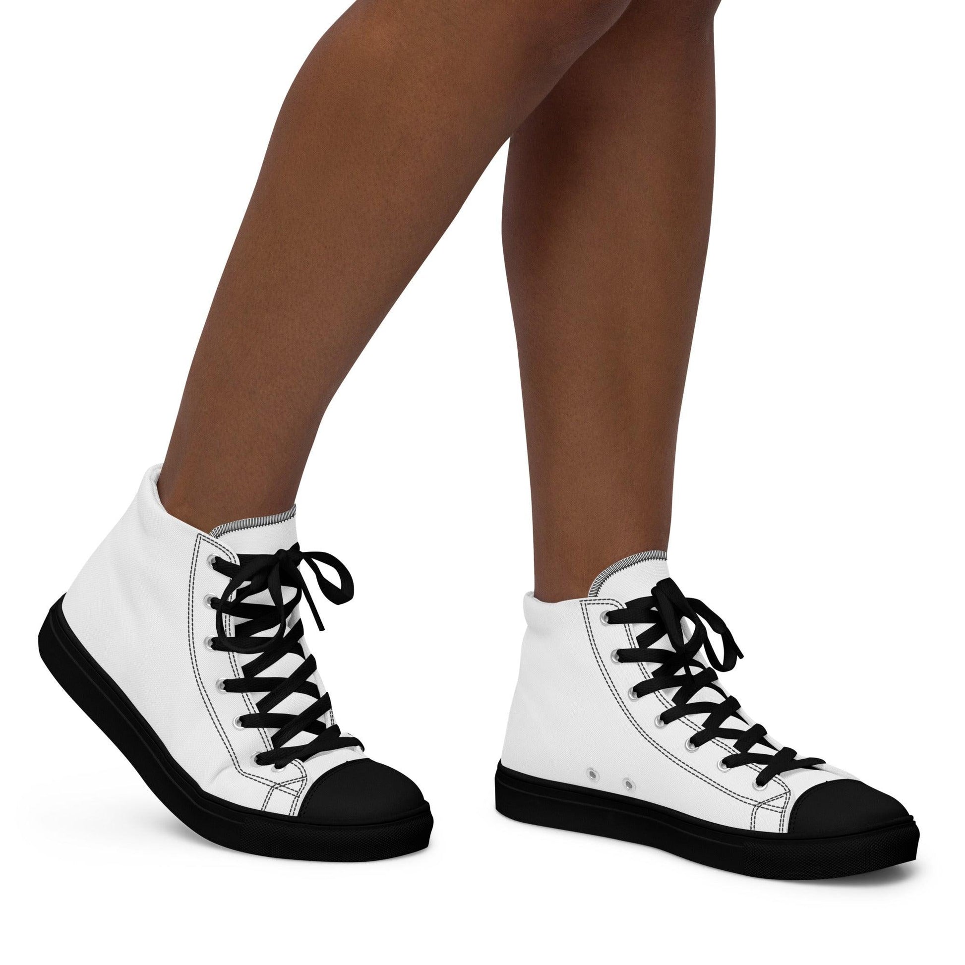 iSAW Womens White / White Black High-Top Canvas Shoes - iSAW Company