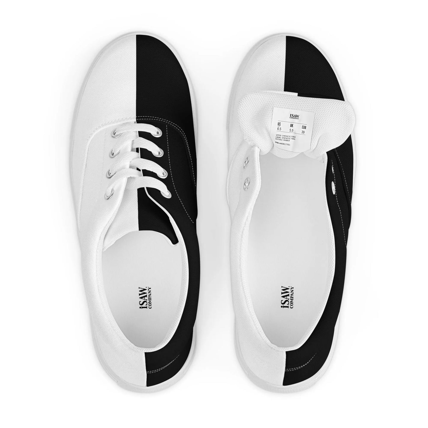 Half Black Half White - Mens Lace-Up Canvas Shoes - iSAW Company